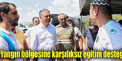 Yangın bölgesine karşılıksız eğitim desteği