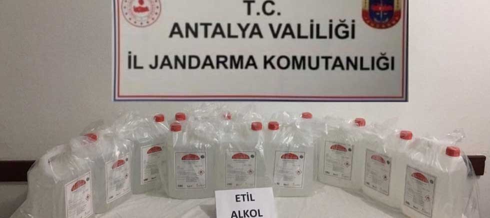 Kaş'ta kaçak üretilen 60 litre etil alkol ele geçirildi