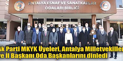 Ak Parti MKYK Üyeleri, Antalya Milletvekilleri ve İl Başkanı Oda Başkanlarını dinledi