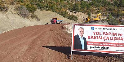 Akseki’de heyelan olan yola istinat duvarı