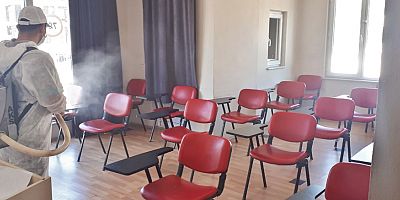 Aksu'da restoran, kahvehane ve sürücü kursları dezenfekte edildi