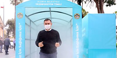 Alanya'da dezenfeksiyon tüneli hizmete girdi