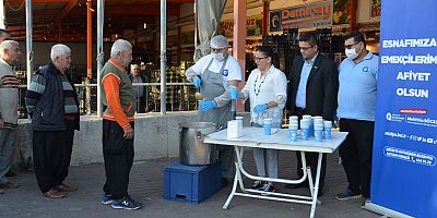 Alanya Hal esnafına sıcak çorba