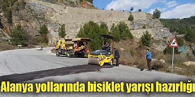 Alanya yollarında bisiklet yarışı hazırlığı