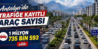 Antalya'da trafiğe kayıtlı araç sayısı 1 milyon 735 bin 593 oldu