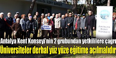 Antalya Kent Konseyi’nin 2 grubundan yetkililere çağrı: Üniversiteler derhal yüz yüze eğitime açılmalıdır!