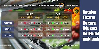 Antalya Ticaret Borsası Ağustos Hal Endeksi açıklandı