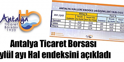 Antalya Ticaret Borsası Eylül ayı Hal endeksini açıkladı