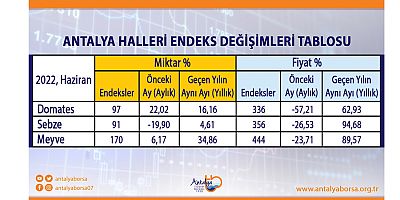 Antalya Ticaret Borsası Haziran ayı Hal endeksini açıkladı