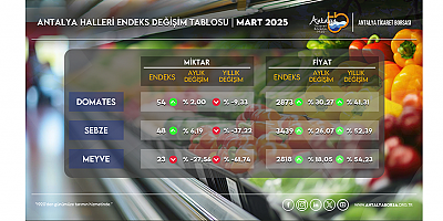 Antalya Ticaret Borsası Mart ayı Hal endeksini açıkladı