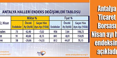 Antalya Ticaret Borsası Nisan ayı hal endeksini açıkladı