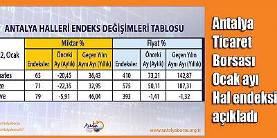 Antalya Ticaret Borsası Ocak ayı Hal endeksini açıkladı