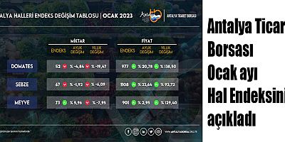 Antalya Ticaret Borsası Ocak ayı Hal Endeksini açıkladı
