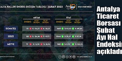 Antalya Ticaret Borsası Şubat Ayı Hal Endeksini açıkladı