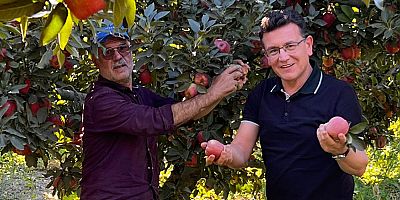 Atay Uslu elma hasadına katıldı