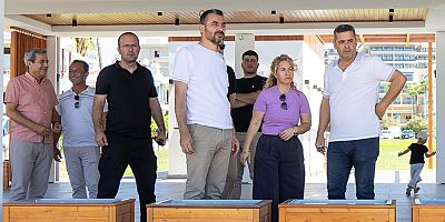 Başkan Vekili Çiçek, Side Beach Cafe düzenleme çalışmalarını yerinde inceledi