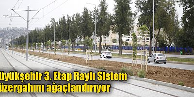 Büyükşehir 3. Etap Raylı Sistem güzergahını ağaçlandırıyor