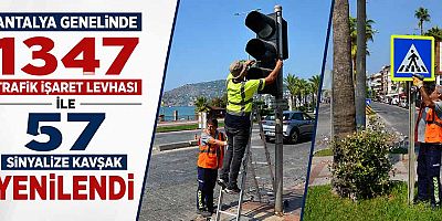 Büyükşehir’den sinyalizasyonlar ve trafik uyarı levhalarına genel bakım 