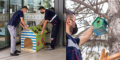 Can dostlar üşümesin diye minik ellerden sıcak yuva