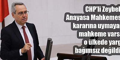 CHP'li Zeybek: Anayasa Mahkemesi kararına uymayan mahkeme varsa o ülkede yargı bağımsız değildir