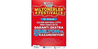 Çılgın Sayısal Loto “Milyonerler Festivali” boyunca garanti ekstra 50 milyon TL ikramiye kazandıracak!
