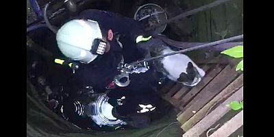 Demre İtfaiyesi’nden kedi kurtarma operasyonu