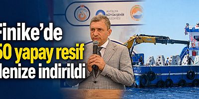Finike'de 50 yapay resif denize indirildi