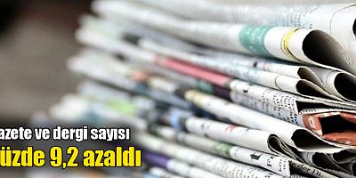 Gazete ve dergi sayısı yüzde 9,2 azaldı