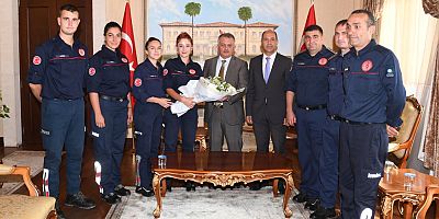 İtfaiye çalışanlarından Vali Yazıcı'ya ziyaret