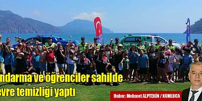 Jandarma ve öğrenciler sahilde çevre temizliği yaptı