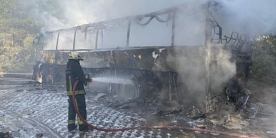 Kemer’de araç yangını