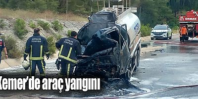 Kemer’de araç yangını 