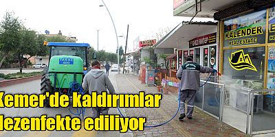 Kemer'de kaldırımlar dezenfekte ediliyor