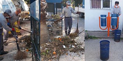 Kemer'de koronavirüse karşı temizlik çalışmaları devam ediyor