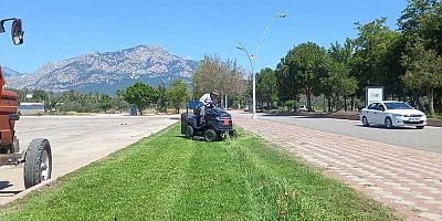 Kemer’de yeşil alanlarda bakım çalışmaları 