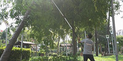 Konyaaltı'nda fırtına sonrası parklara müdahale