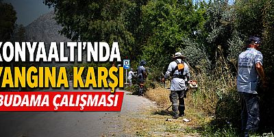 Konyaaltı'nda yangına karşı budama çalışması
