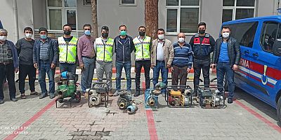 Korkuteli'de çalınan 6 adet su motoru ele geçirildi