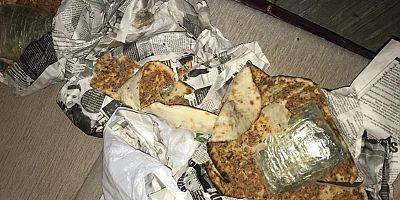 Lahmacuna sarılmış sıkıştırılmış esrar maddesi ele geçirildi