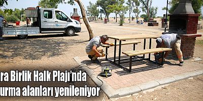 Lara Birlik Halk Plajı’nda oturma alanları yenileniyor