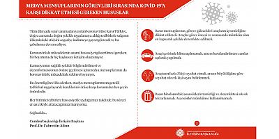 Medya mensuplarına Kovid-19 Uyarı Rehberi