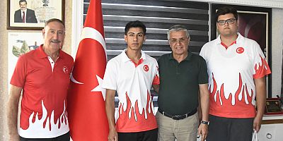 Milli sporcu Mikayil Şen'den Başkan Topaloğlu'na ziyaret