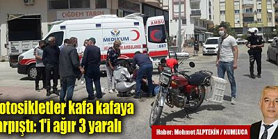 Motosikletler kafa kafaya çarpıştı: 1'i ağır 3 yaralı