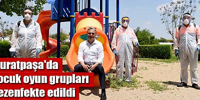 Muratpaşa'da çocuk oyun grupları dezenfekte edildi