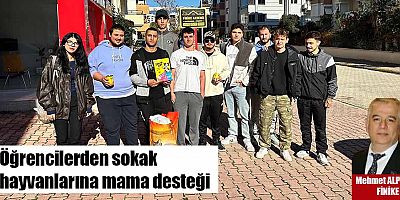 Öğrencilerden sokak hayvanlarına mama desteği