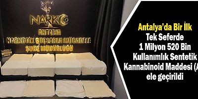Tek Seferde 1 Milyon 520 Bin Kullanımlık Sentetik Kannabinoid Maddesi (A4) Ele Geçirildi