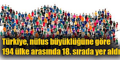 Türkiye, nüfus büyüklüğüne göre 194 ülke arasında 18. sırada yer aldı