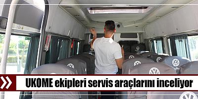 UKOME ekipleri servis araçlarını inceliyor
