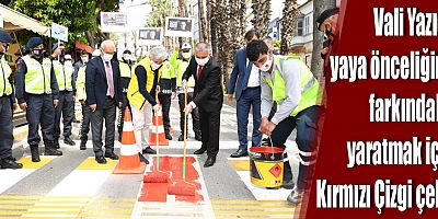 Vali Yazıcı, Yaya Önceliğine Farkındalık Yaratmak İçin Kırmızı Çizgi Çekti