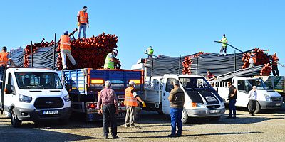 Yangınzede üreticilere sulama borusu desteği